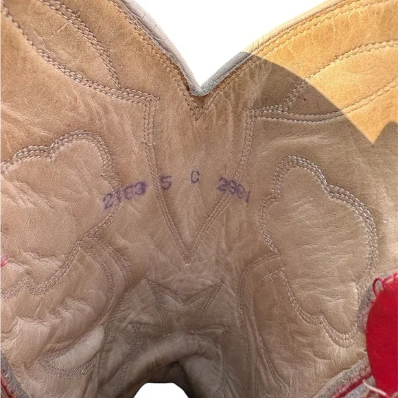 Ralph Lauren Polo Western Cowboy Boots Vintage 1980s  Red Leather Flower Inlay - Picture 7 of 16